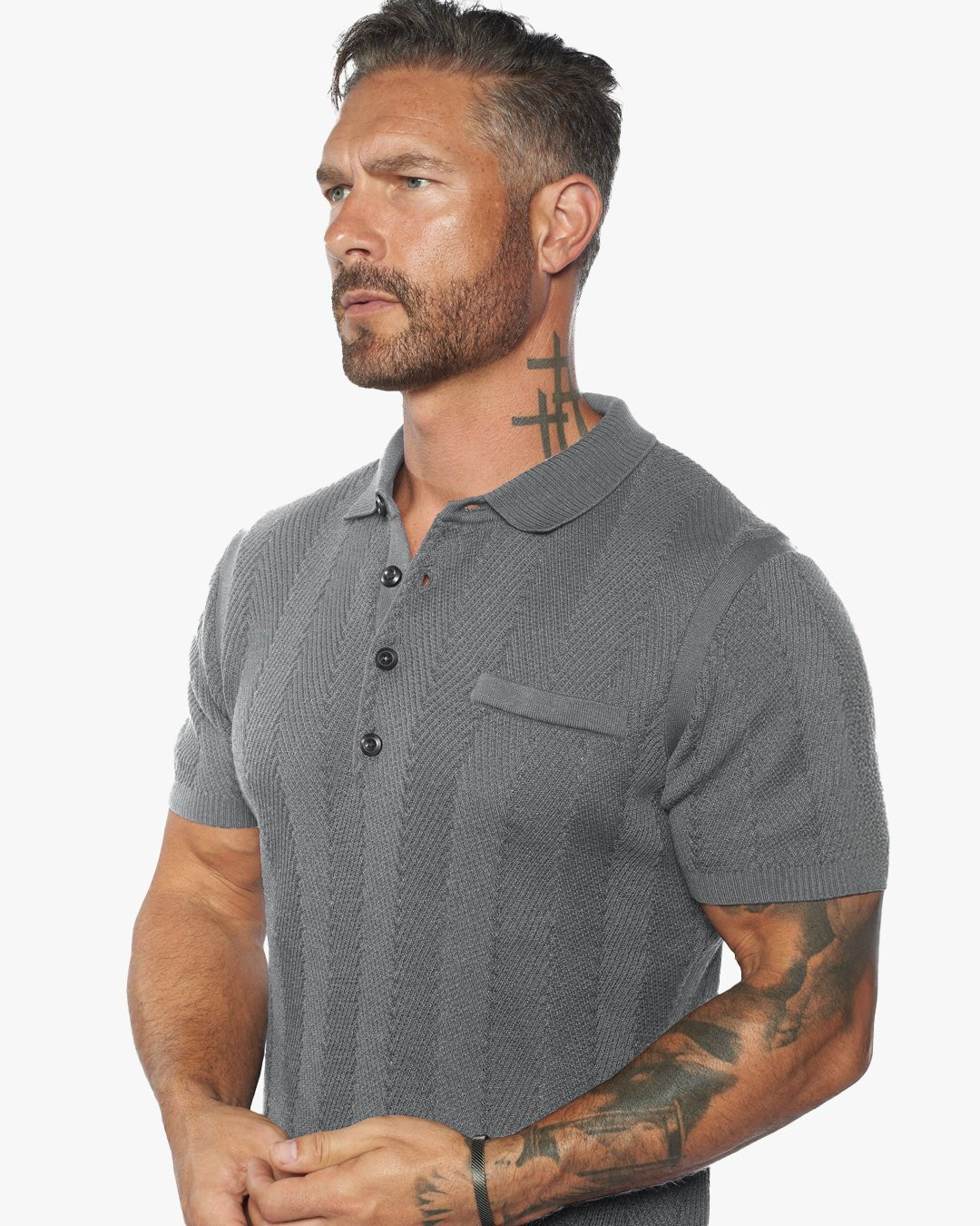 Alastair Slim Fit Knit Polo - Slate Grey - WESTON JON BOUCHÉR