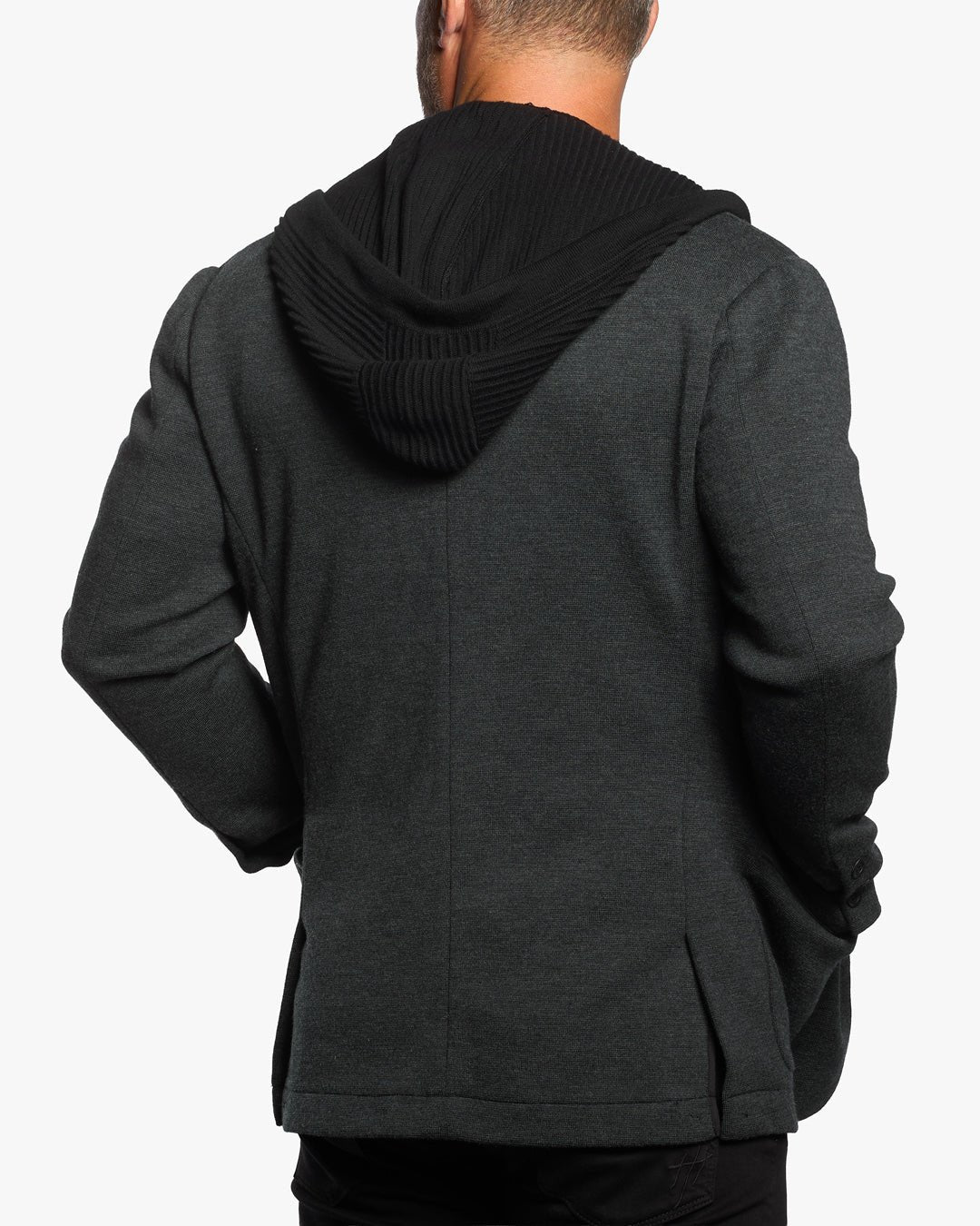 Atticus Slim Fit Blazer w/Removable Hoodie Layer - Dark Smoke - WESTON JON BOUCHÉR