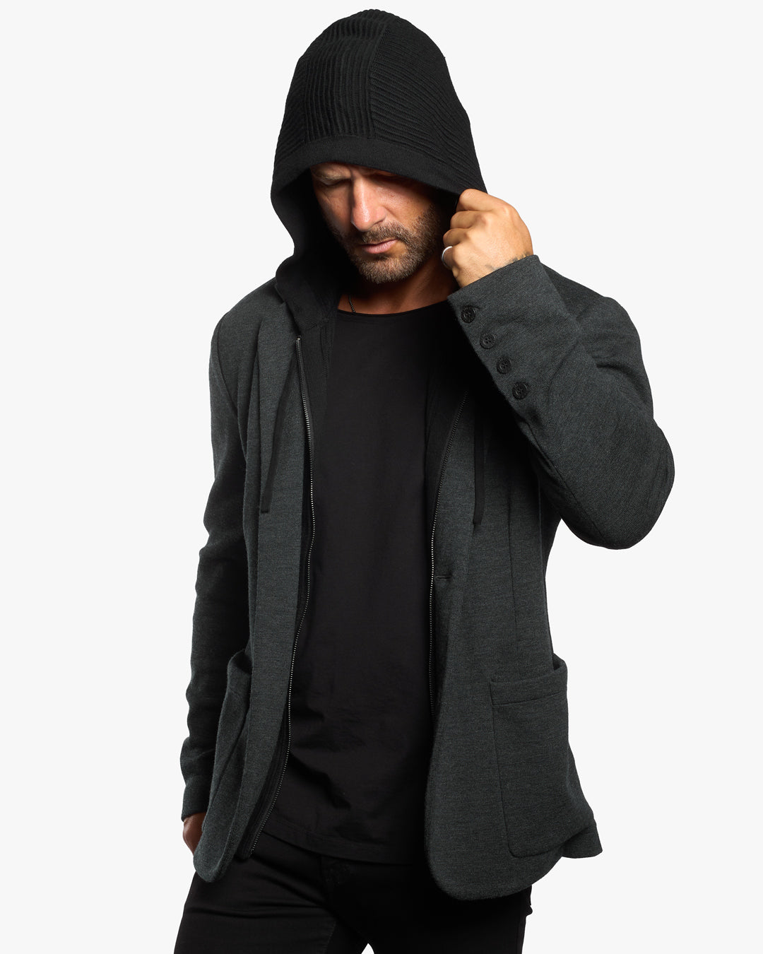 Atticus Slim Fit Blazer w/Removable Hoodie Layer