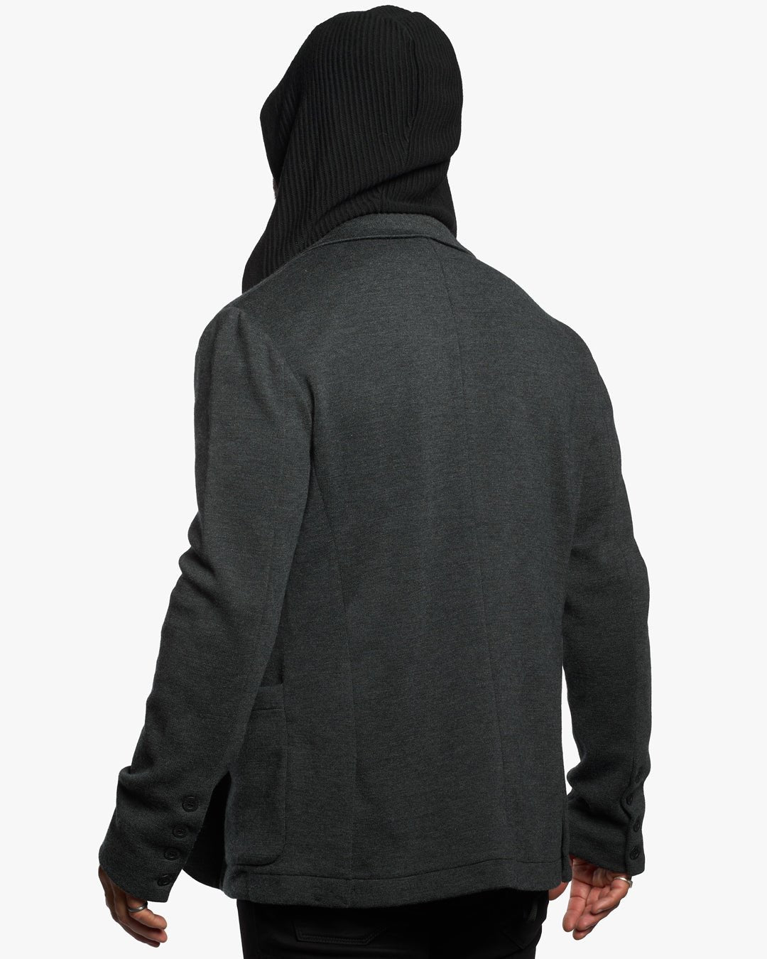 Atticus Slim Fit Blazer w/Removable Hoodie Layer - Dark Smoke - WESTON JON BOUCHÉR