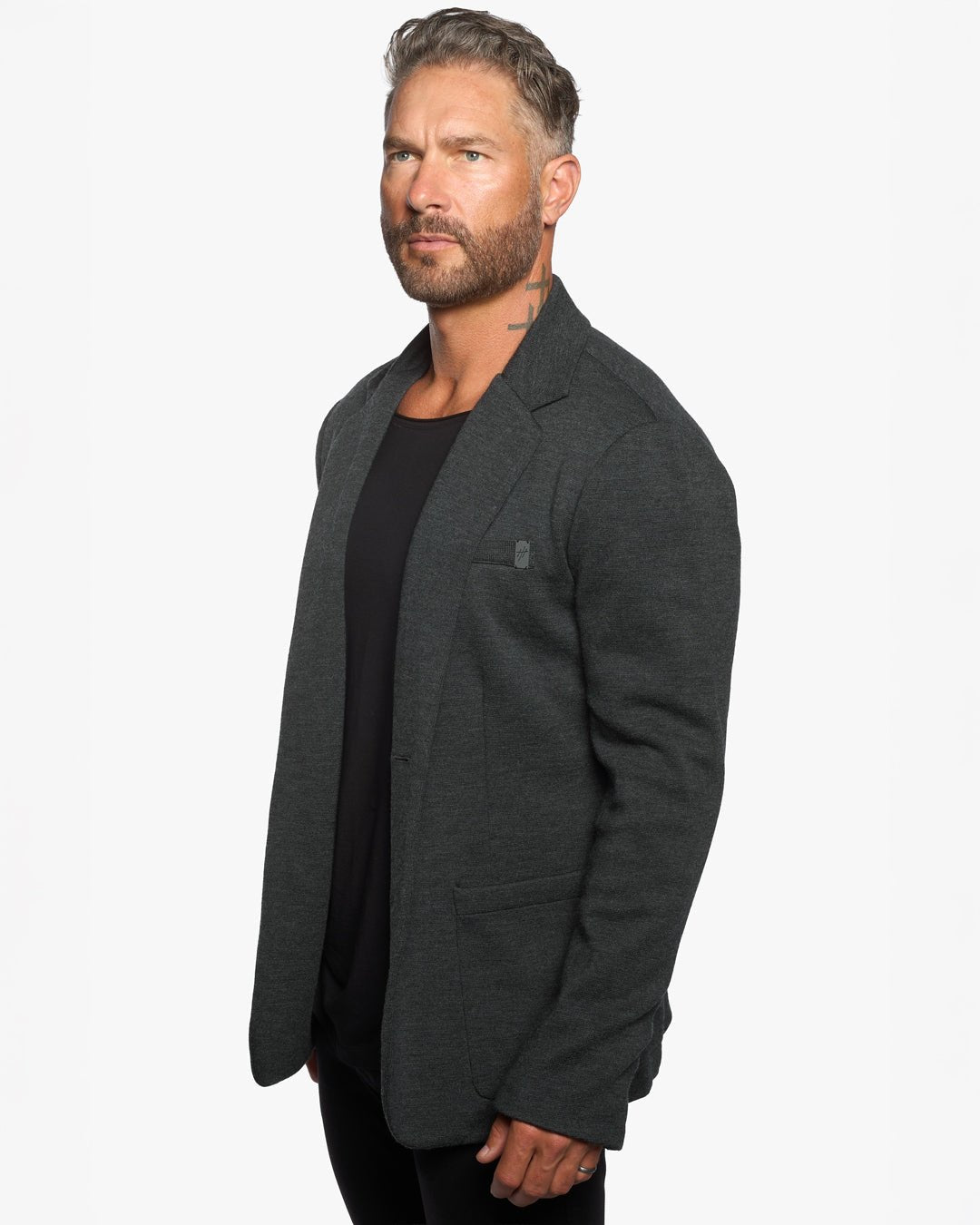 Atticus Slim Fit Blazer w/Removable Hoodie Layer - Dark Smoke - WESTON JON BOUCHÉR
