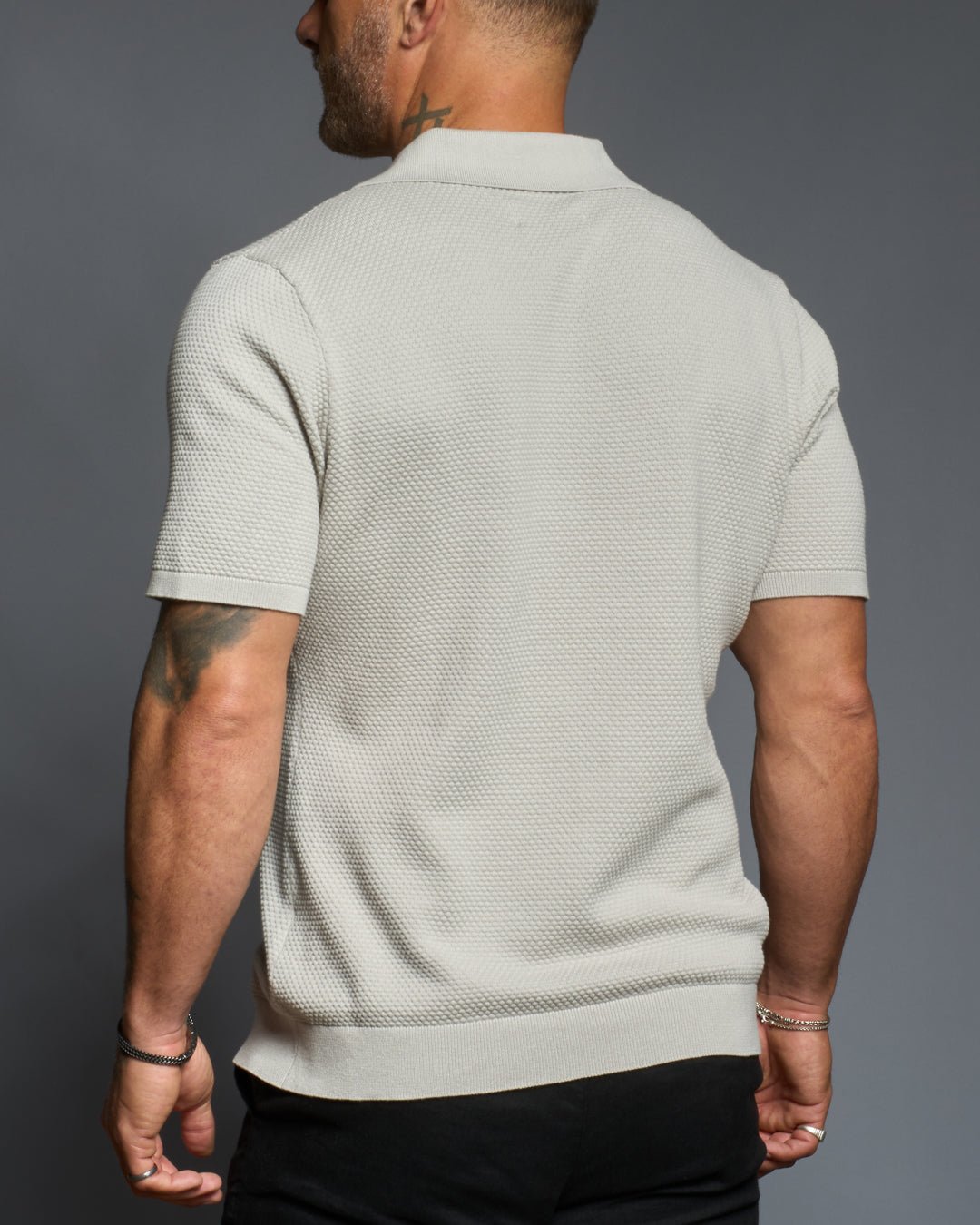 Avalon S/S Textured Slim Polo - Bone - WESTON JON BOUCHÉR