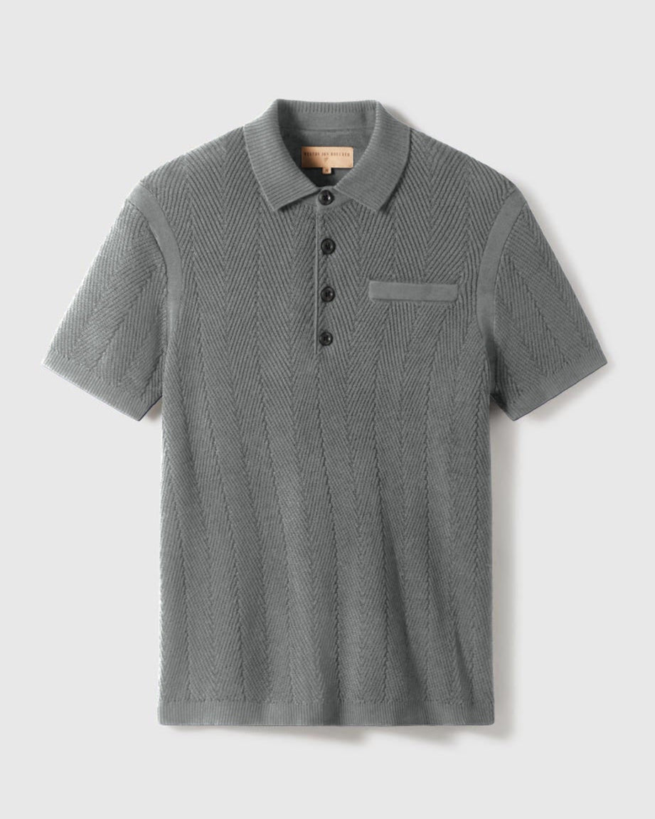 Alastair Slim Fit Knit Polo in Slate Grey by Weston Jon Boucher