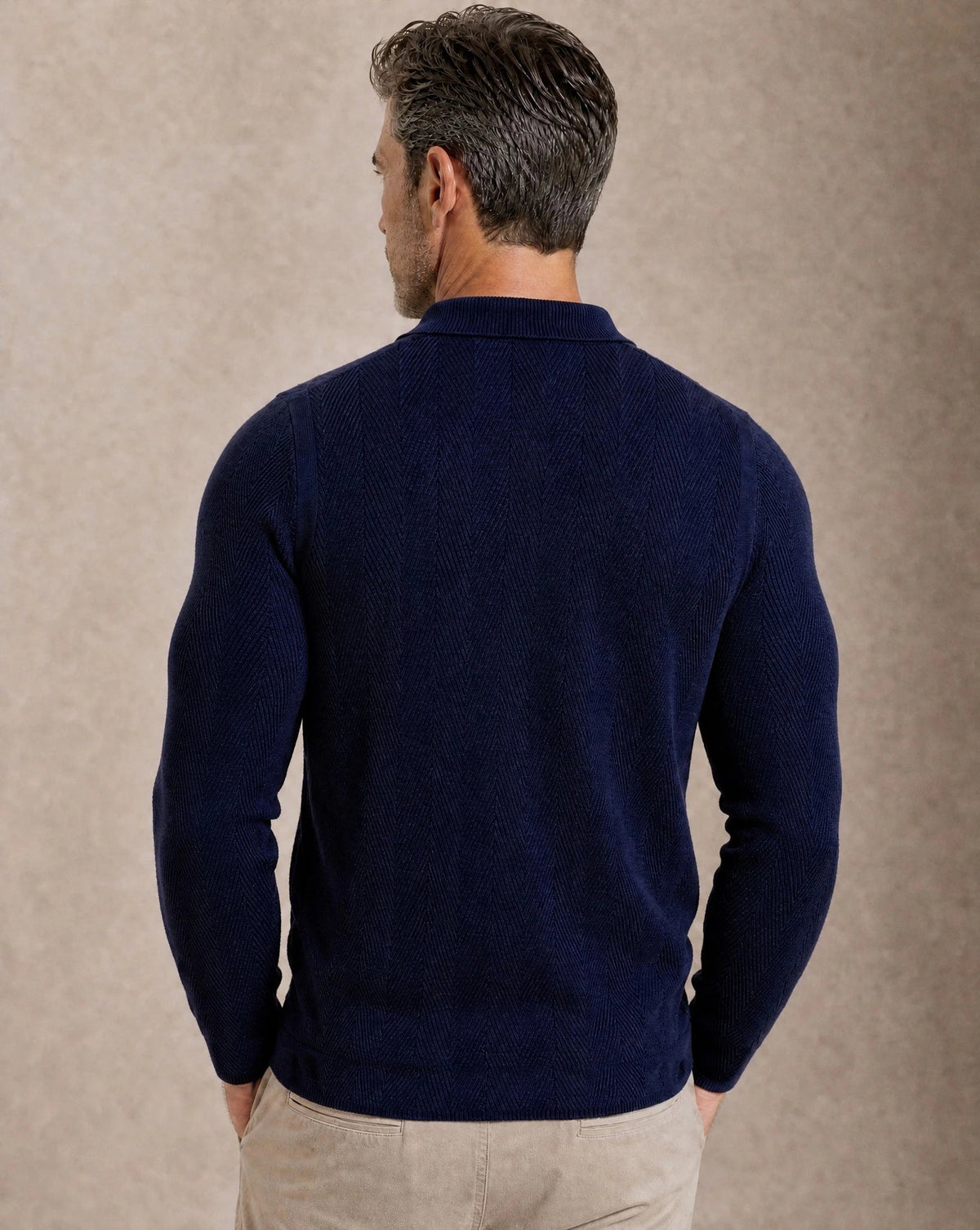 Alastair L/S Slim Fit Knit Polo - Navy - WESTON JON BOUCHÉR