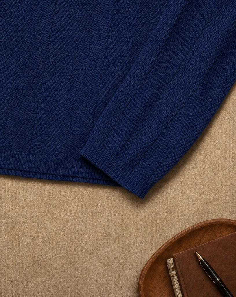 Alastair L/S Slim Fit Knit Polo - Navy