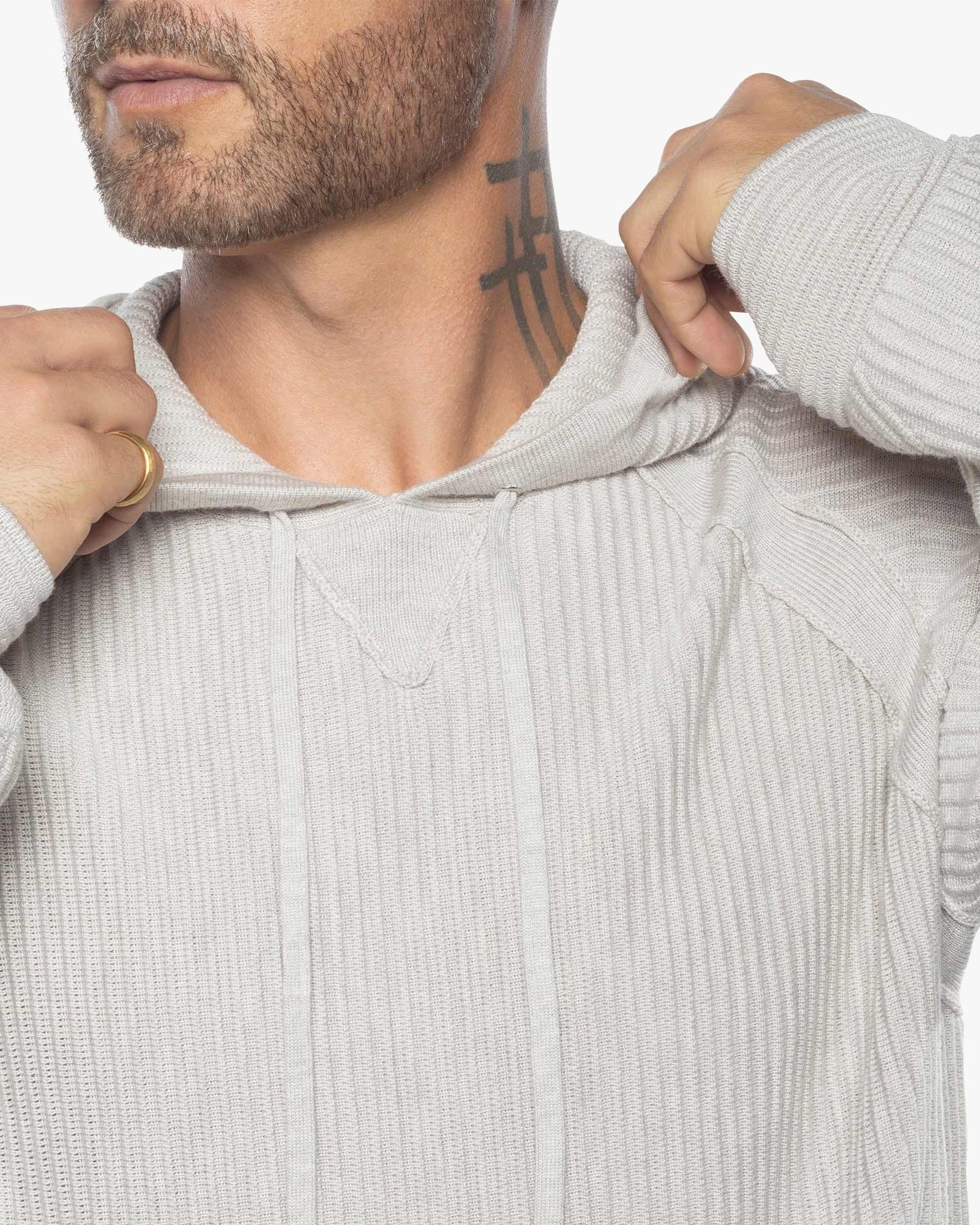 Dune Ottoman Knit Luxury Hoodie w/Silk & Wool