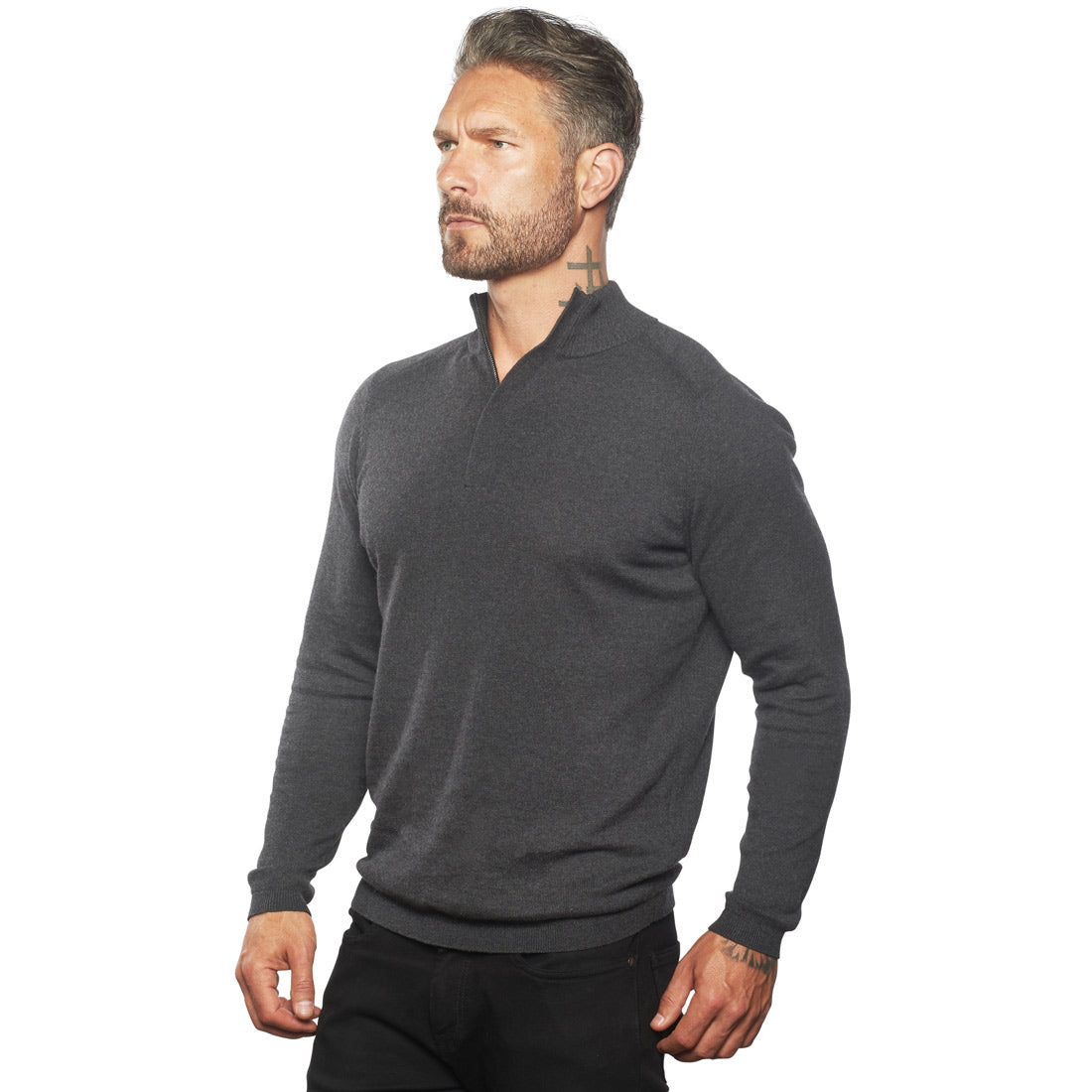 Mens three quarter hot sale zip sweater