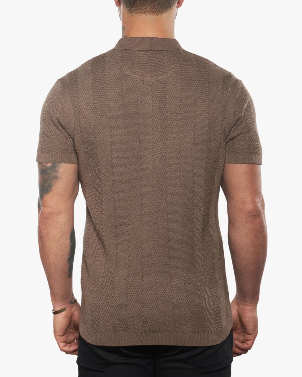 Alastair Slim Fit Knit Polo - Driftwood - WESTON JON BOUCHÉR