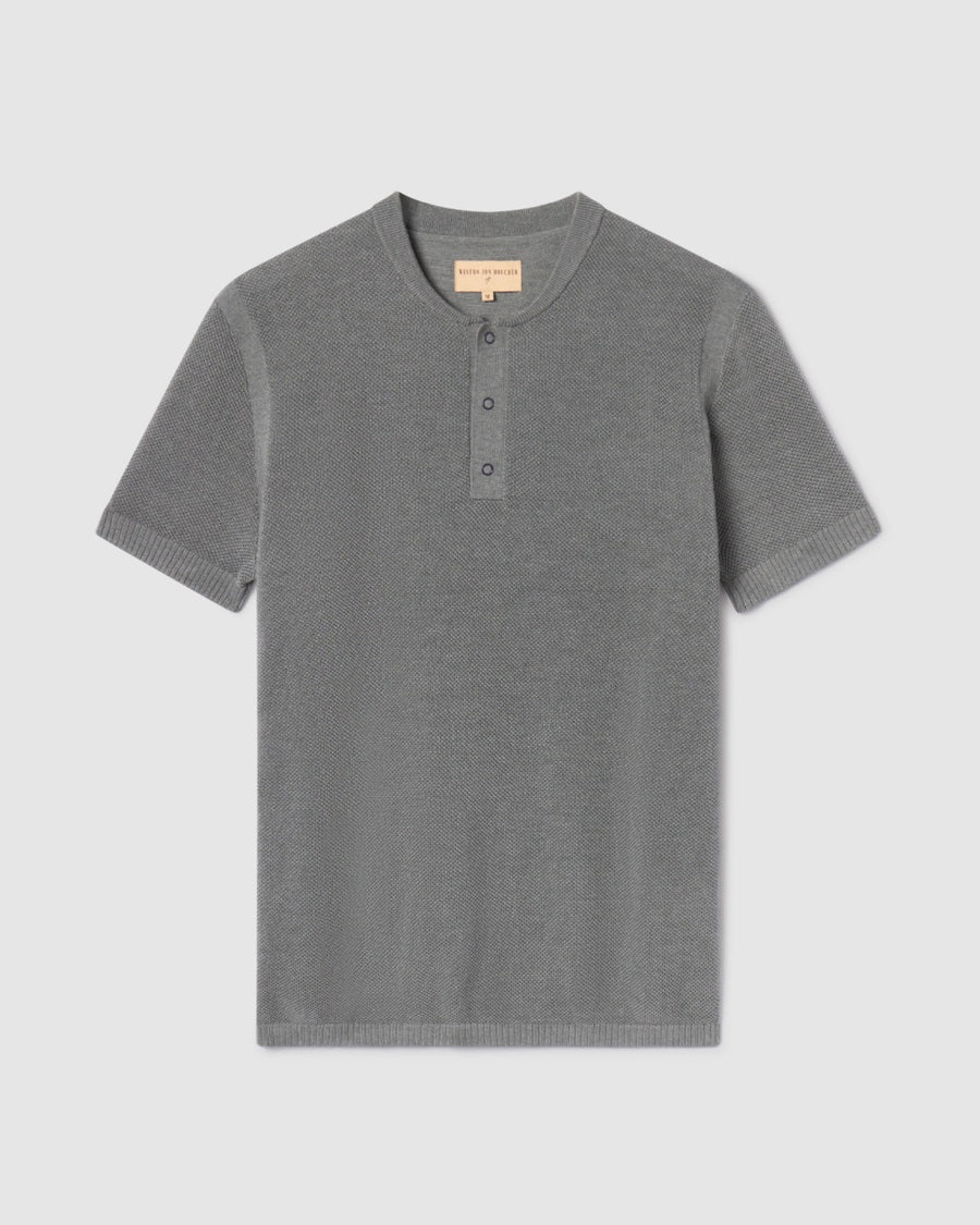 SS Mandarin Collar Slim Fit Knit Henley