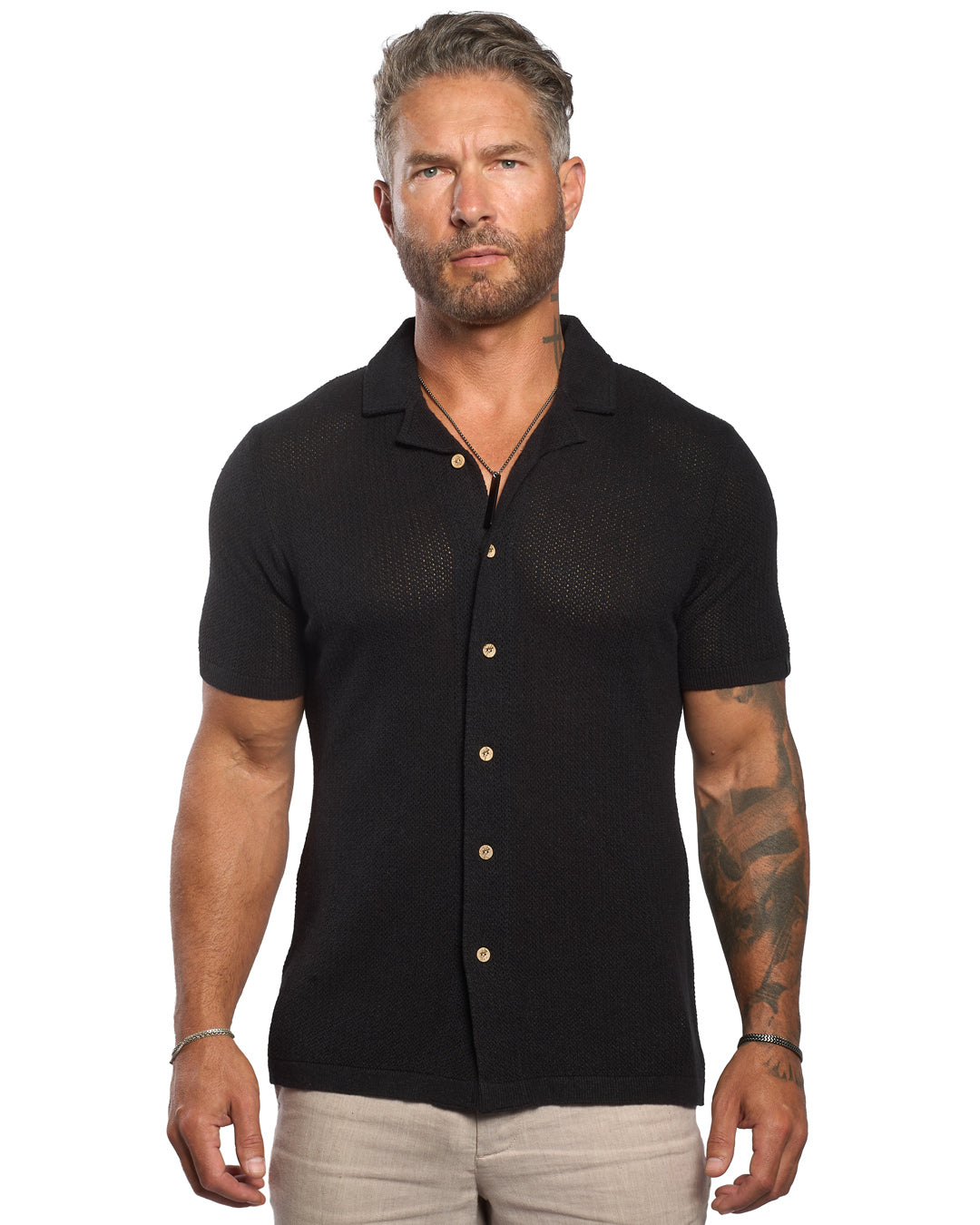 Mykonos Linen Blend Pointelle Knit Slim Fit Button Up Shirt