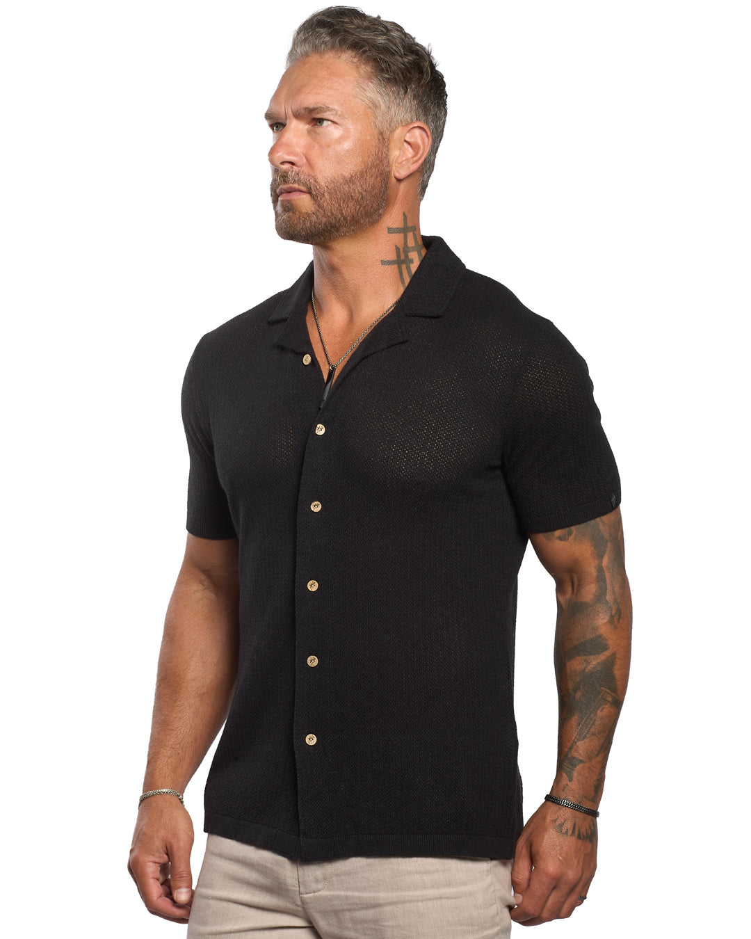 Mykonos Linen Blend Pointelle Knit Slim Fit Button Up Shirt