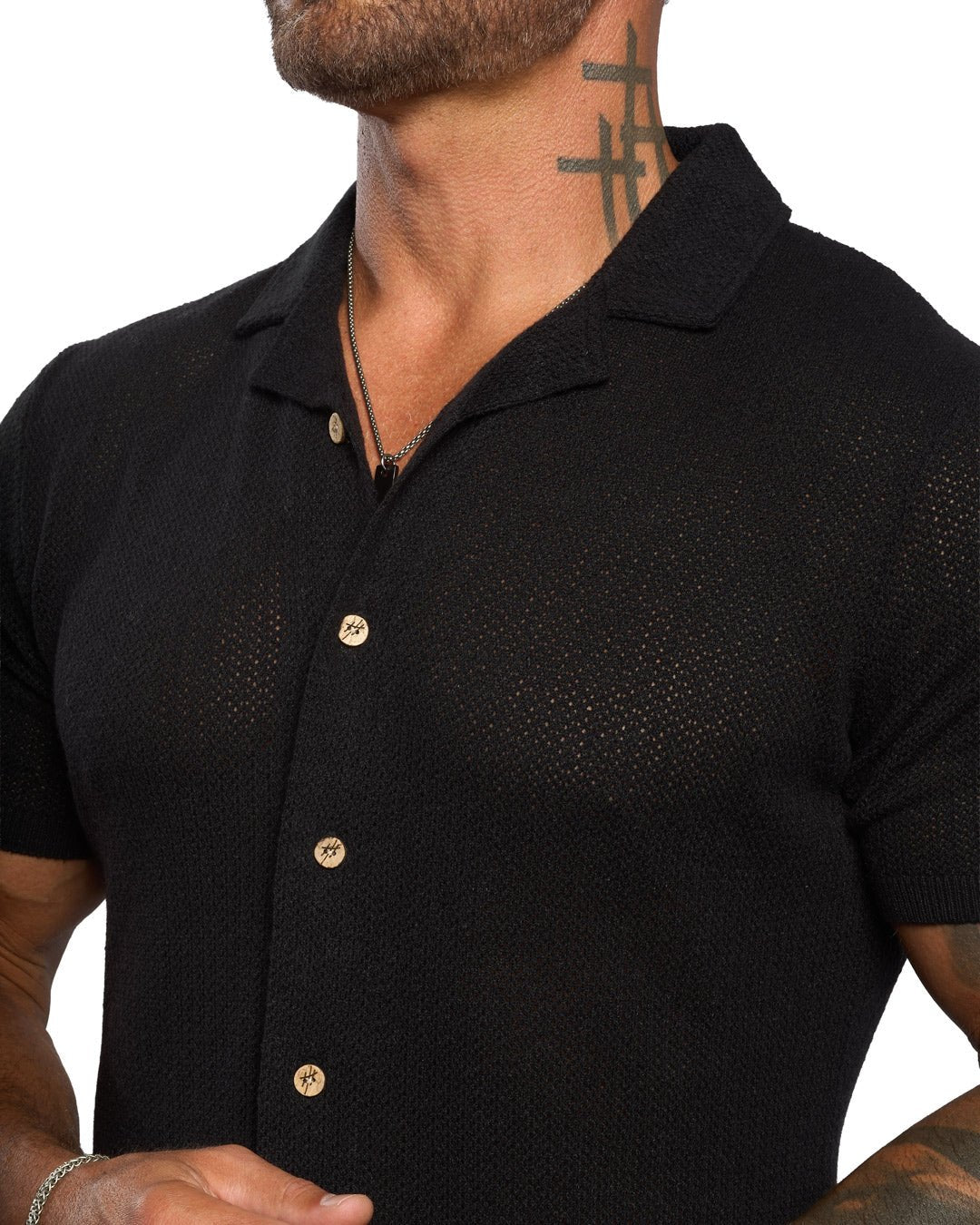 Mykonos Linen Blend Pointelle Knit Slim Fit Button Up Shirt - WESTON JON BOUCHÉR