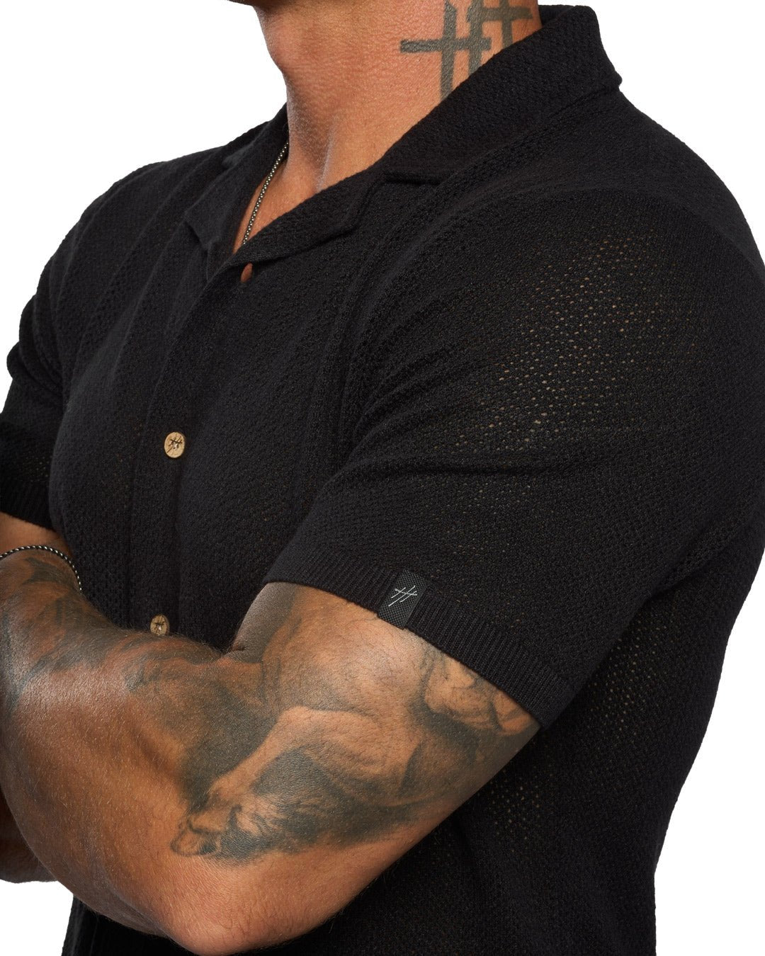 Mykonos Linen Blend Pointelle Knit Slim Fit Button Up Shirt - WESTON JON BOUCHÉR