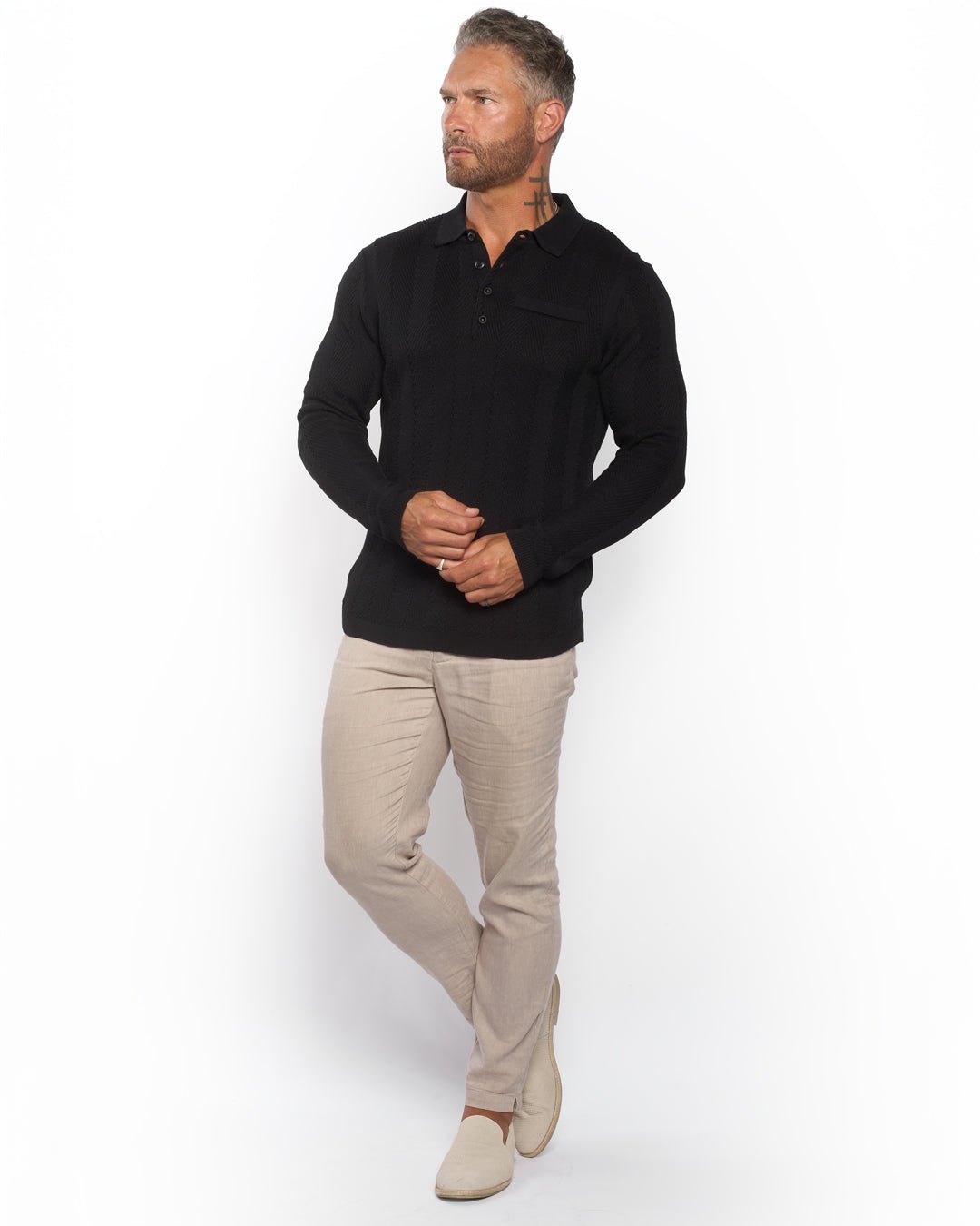Alastair L/S Slim Fit Knit Polo - WESTON JON BOUCHÉR