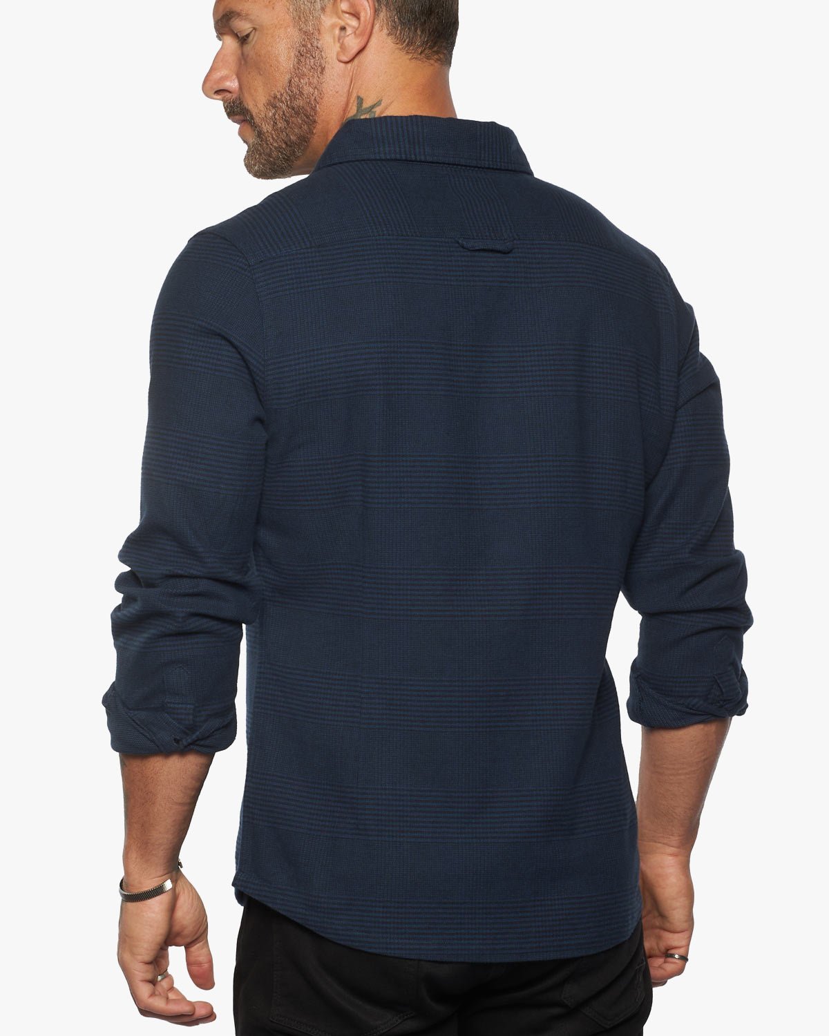 Untucked Tailored SLIM Fit Button-Up Shirt - Glen Blue
