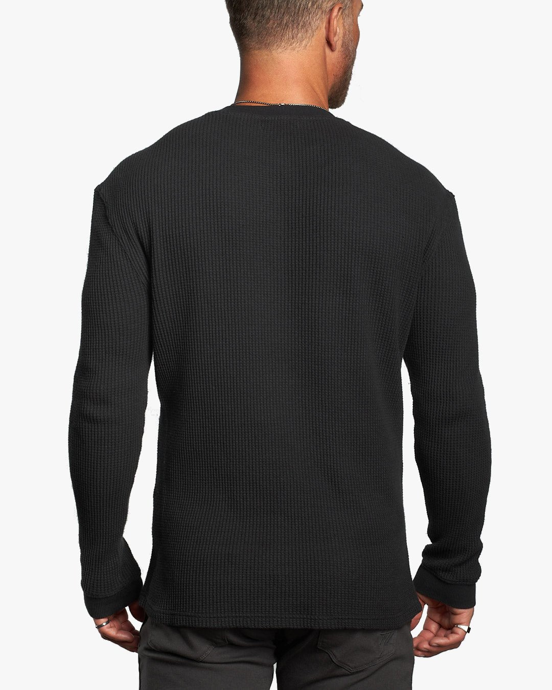 Nova Waffle Textured Slim Fit Crew Neck L/S - Washed Black - WESTON JON BOUCHÉR