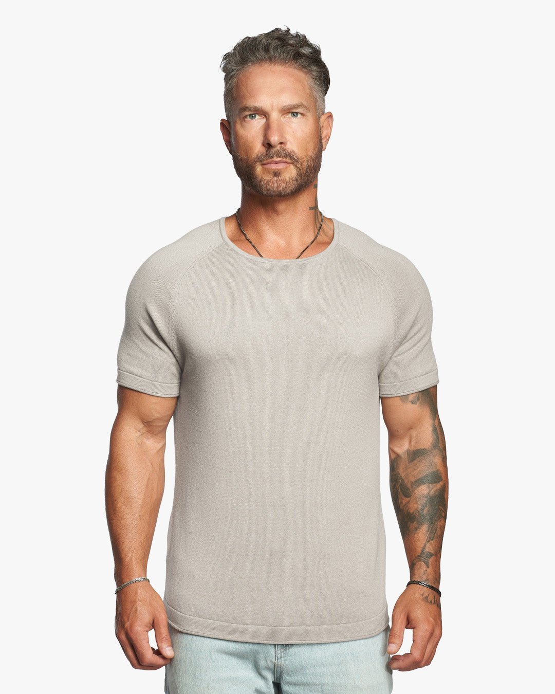 SS Lightweight Slim Fit Sweater - Bone - WESTON JON BOUCHÉR