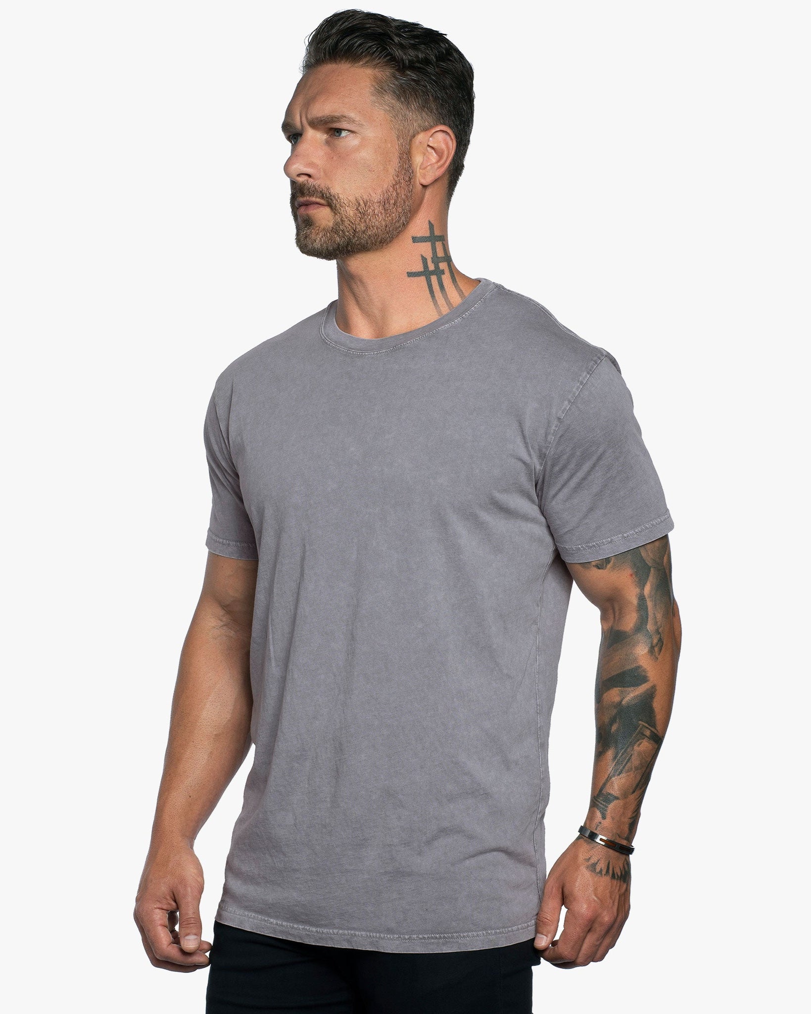 Stone Wash Relaxed Fit Crew Neck Tee