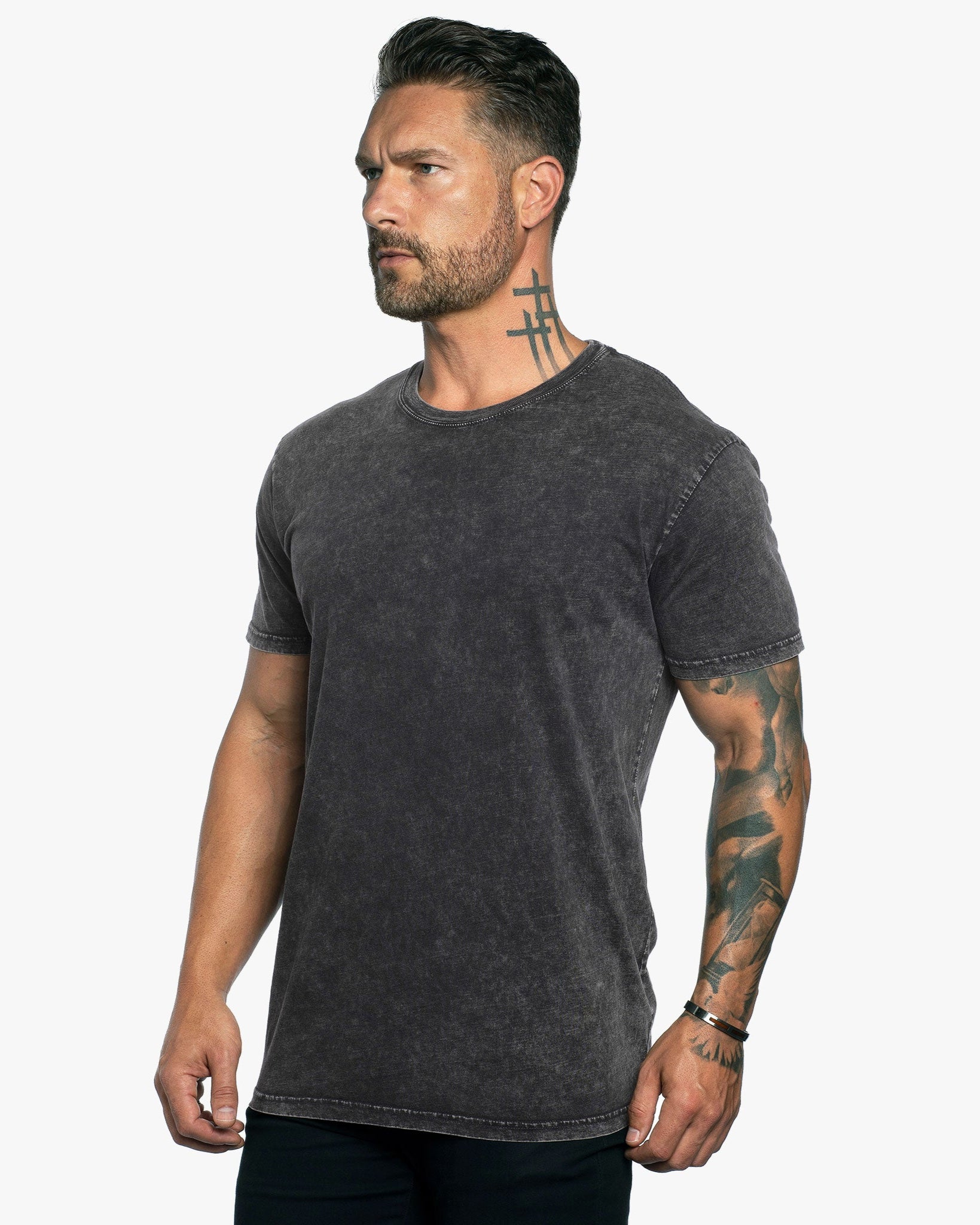 Stone Wash Relaxed Fit Crew Neck Tee