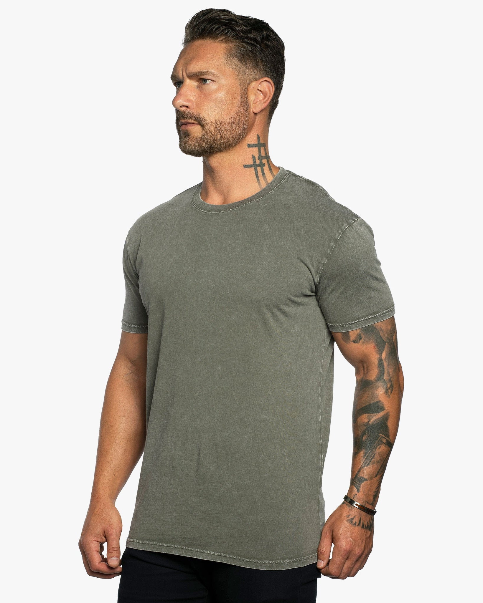 Stone Wash Relaxed Fit Crew Neck Tee