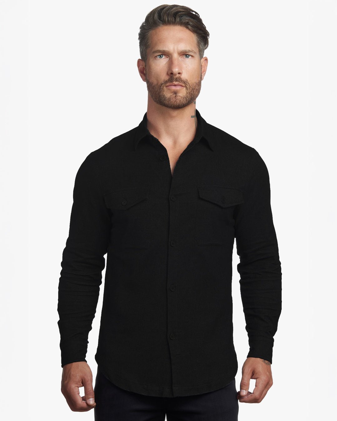 Untucked Tailored SLIM Fit Button-Up Shirt - Obsidian - WESTON JON BOUCHÉR