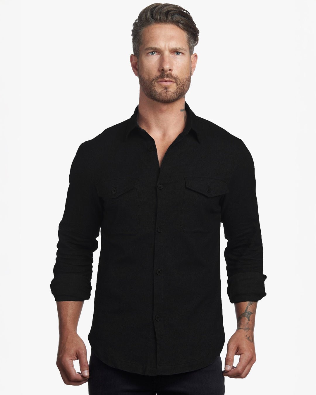 Untucked Tailored SLIM Fit Button-Up Shirt - Obsidian - WESTON JON BOUCHÉR