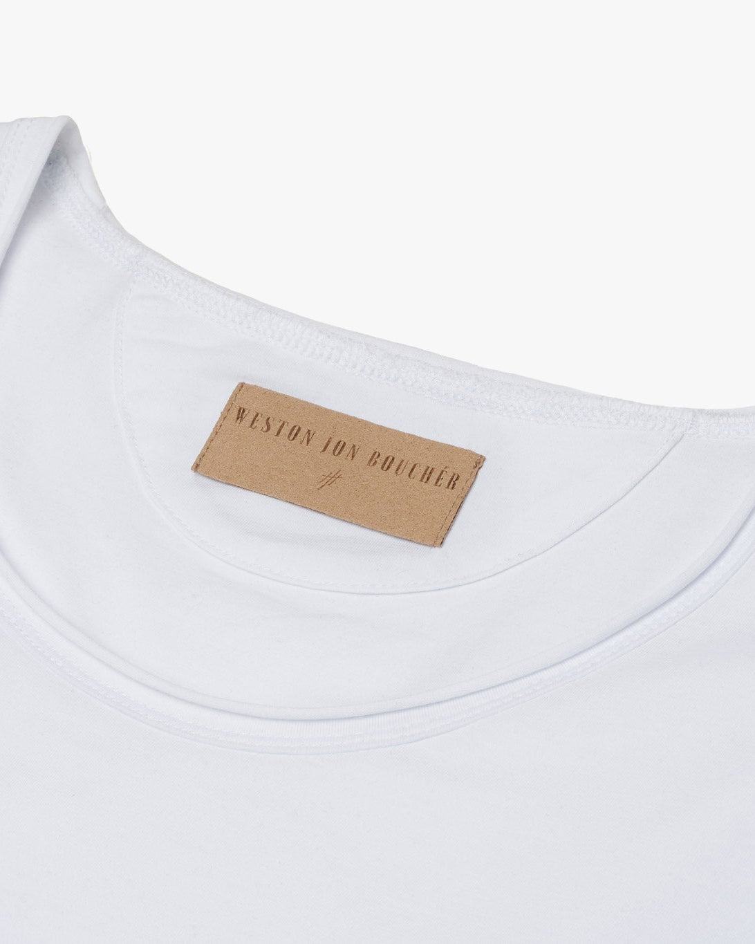 Silas Raw Neck Slim Fit Tee - White Zircon