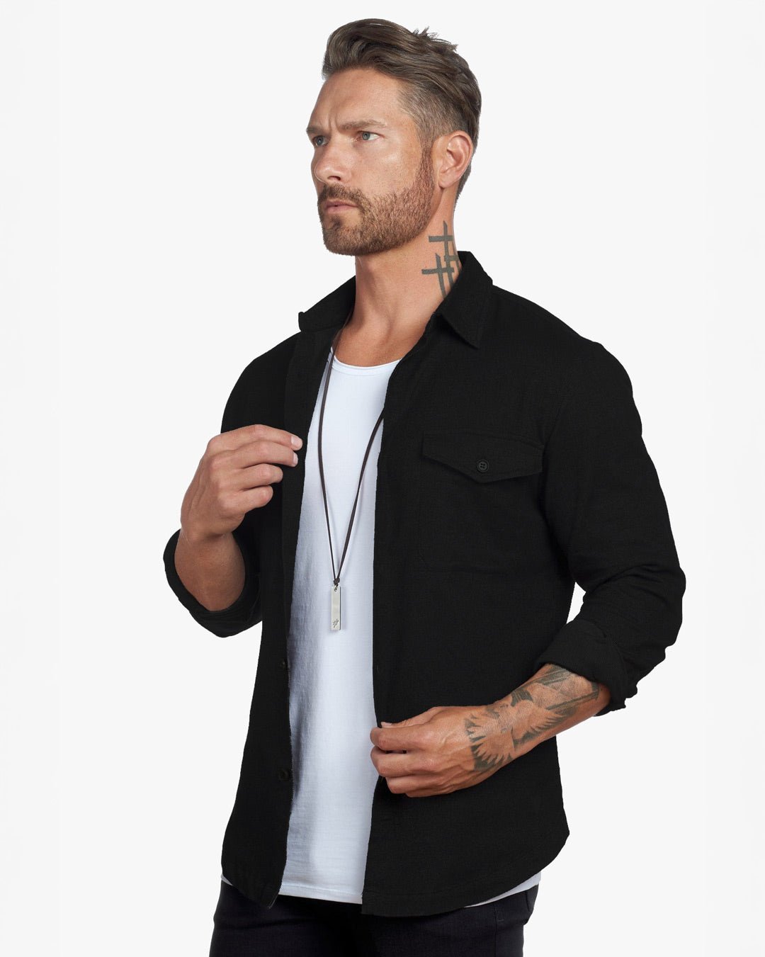 Untucked Tailored SLIM Fit Button-Up Shirt - Obsidian - WESTON JON BOUCHÉR