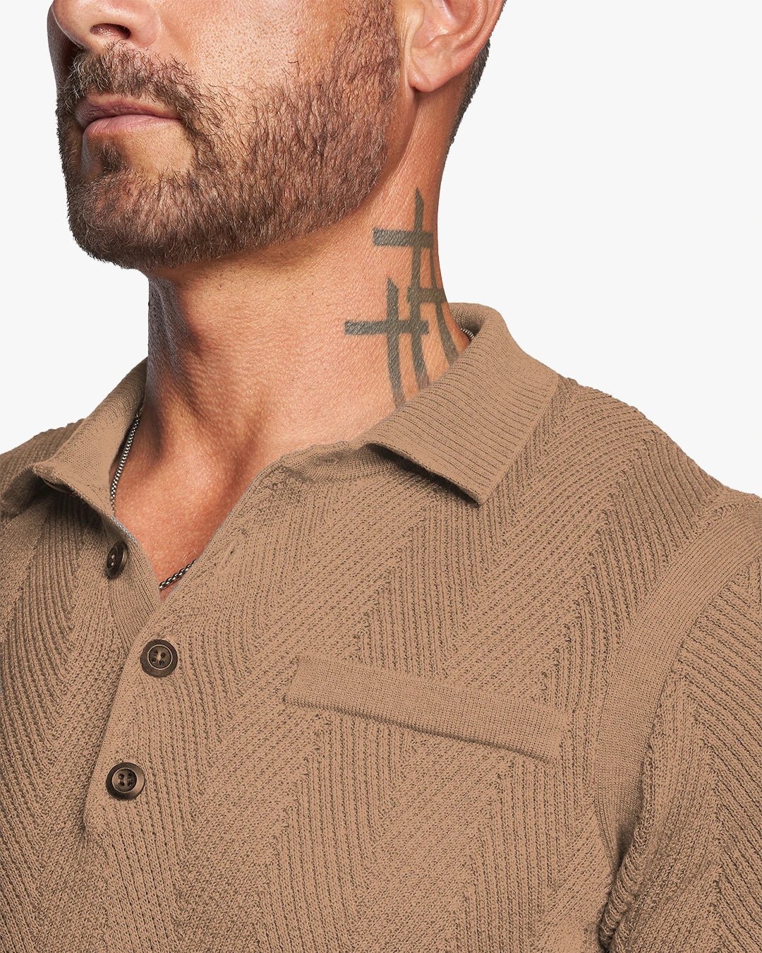Alastair Slim Fit Knit Polo - Camel - WESTON JON BOUCHÉR