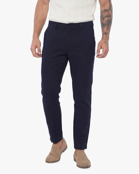 Havana Comfort Linen Slim Fit Pants - Navy