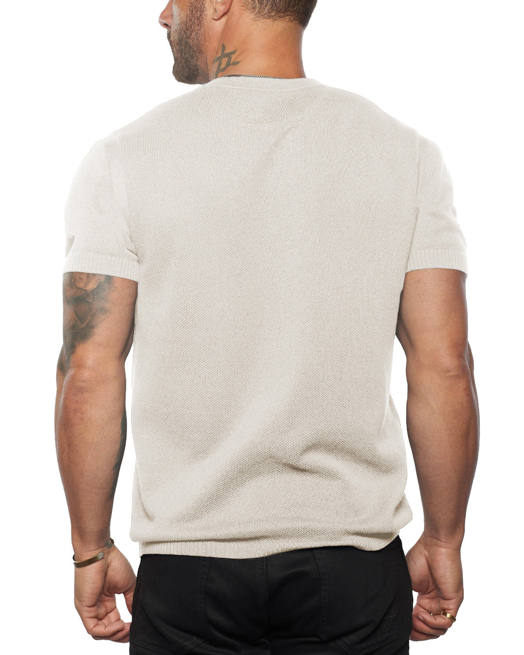 SS Mandarin Collar Slim Fit Knit Henley