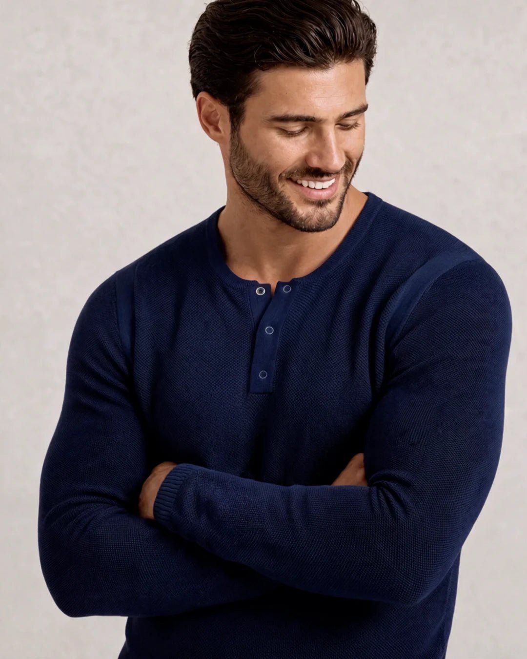 L/S Mandarin Knit Henley - WESTON JON BOUCHÉR