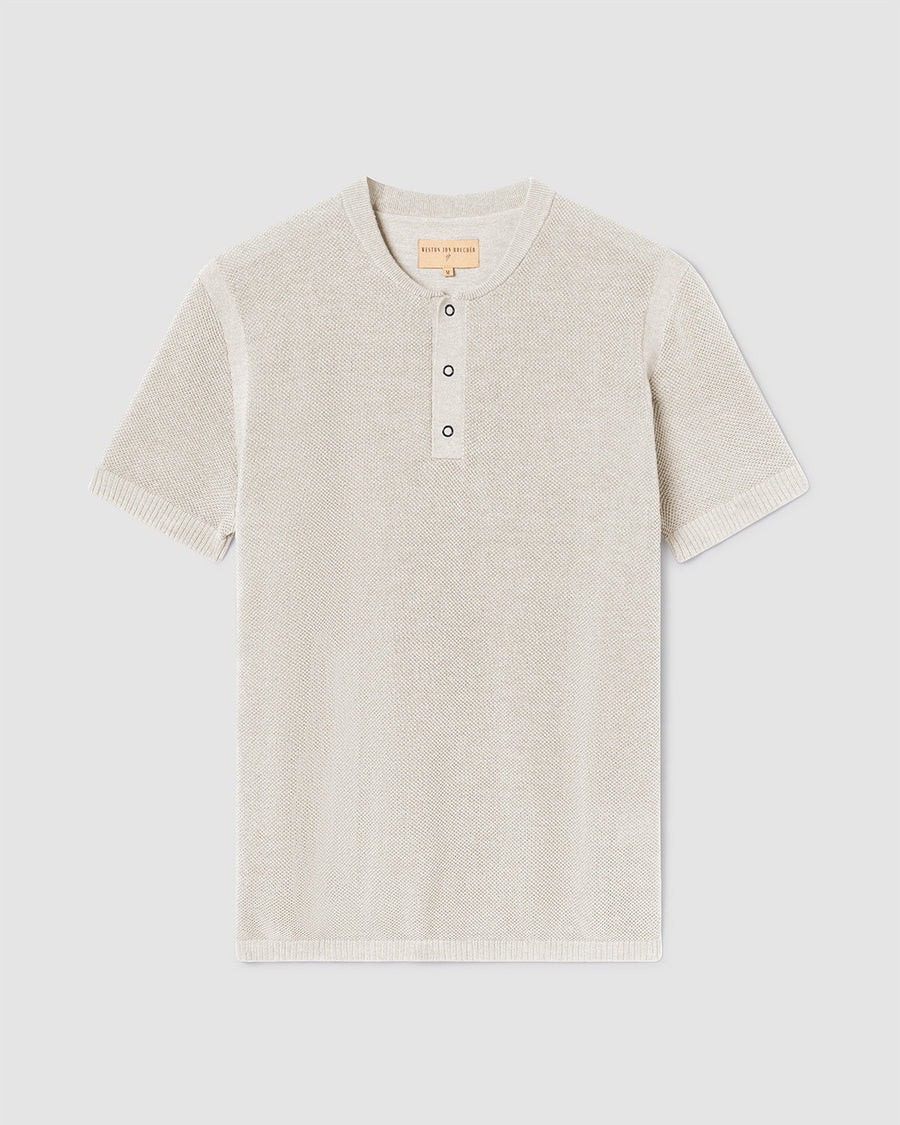 SS Mandarin Collar Slim Fit Knit Henley