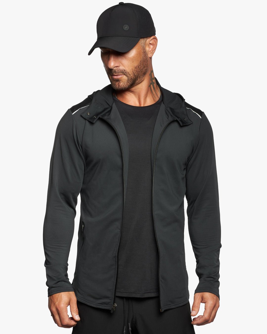 Trinity Slim Fit Training Zip Hoodie Jacket - Shadow - WESTON JON BOUCHÉR
