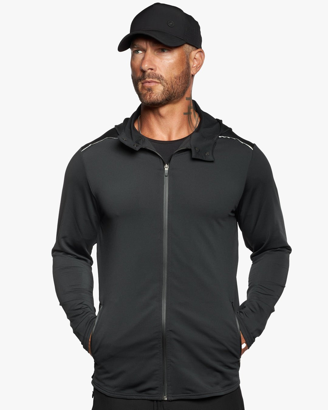 Trinity Slim Fit Training Zip Hoodie Jacket - Shadow - WESTON JON BOUCHÉR