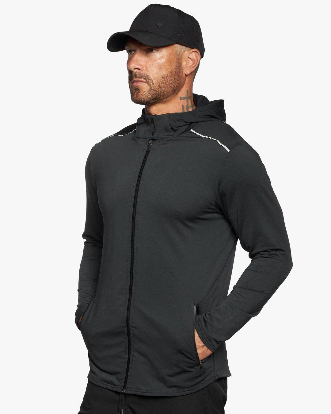 Trinity Slim Fit Training Zip Hoodie Jacket - Shadow - WESTON JON BOUCHÉR