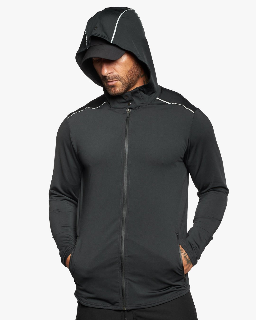 Trinity Slim Fit Training Zip Hoodie Jacket - Shadow - WESTON JON BOUCHÉR