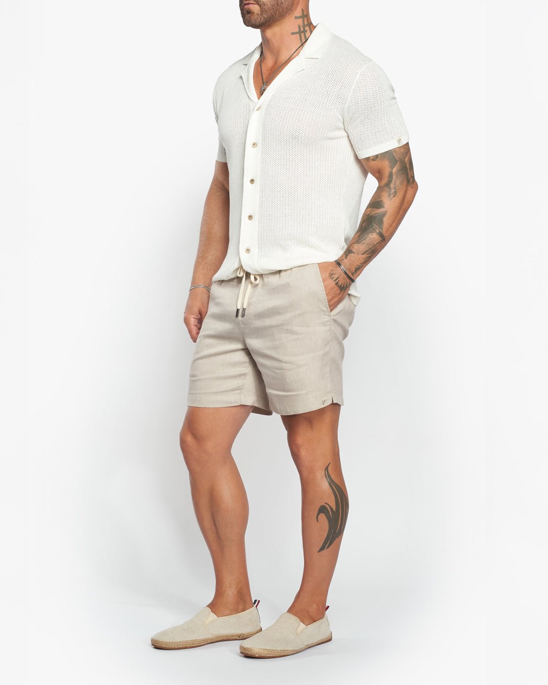 Panama Comfort Linen Shorts - Sand Pebble - WESTON JON BOUCHÉR