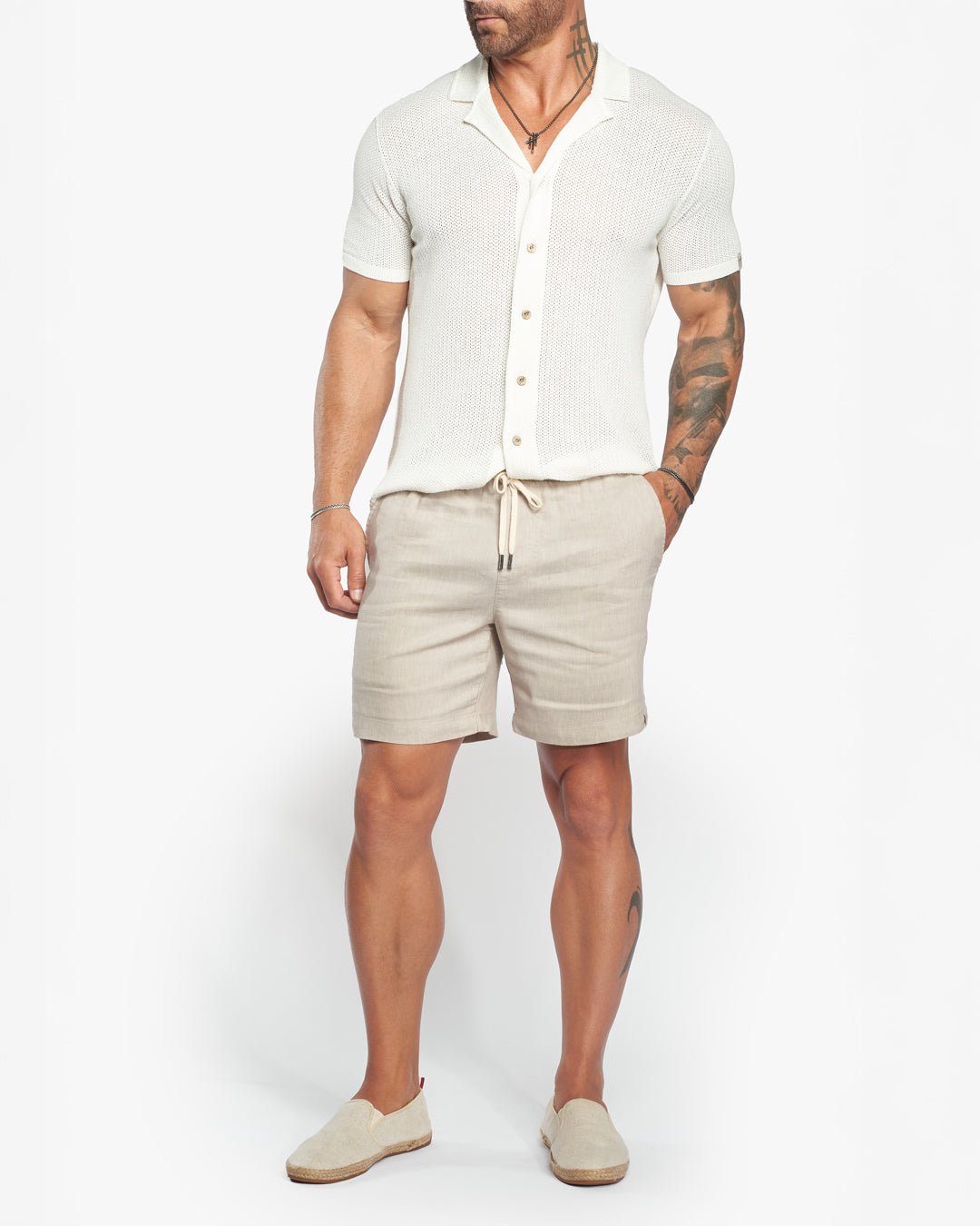 Panama Comfort Linen Shorts - Sand Pebble - WESTON JON BOUCHÉR