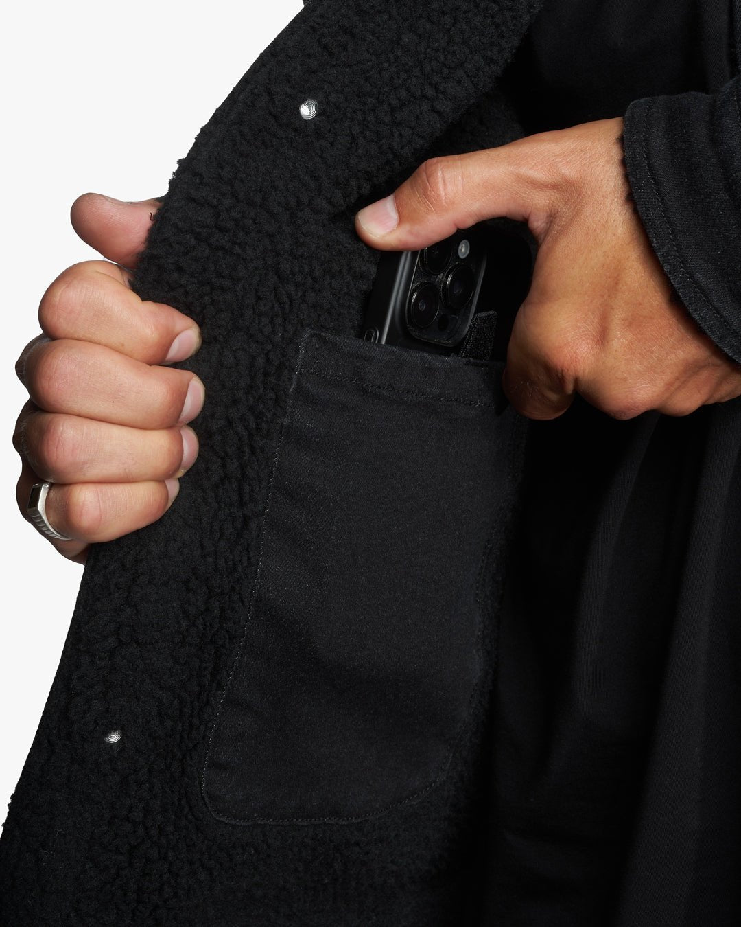 Leucadian Slim Fit Sherpa Denim Jacket - Shadow - WESTON JON BOUCHÉR