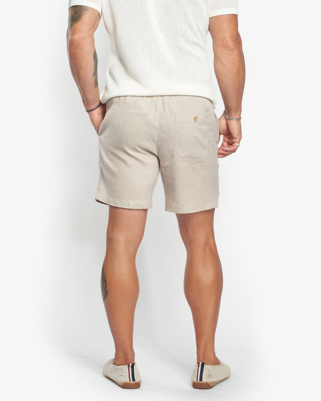 Panama Comfort Linen Shorts - Sand Pebble - WESTON JON BOUCHÉR