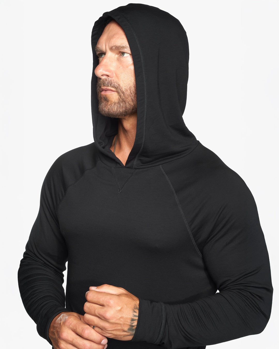 Evo Lightweight Hybrid Slim Fit Hoodie - Jet Black - WESTON JON BOUCHÉR