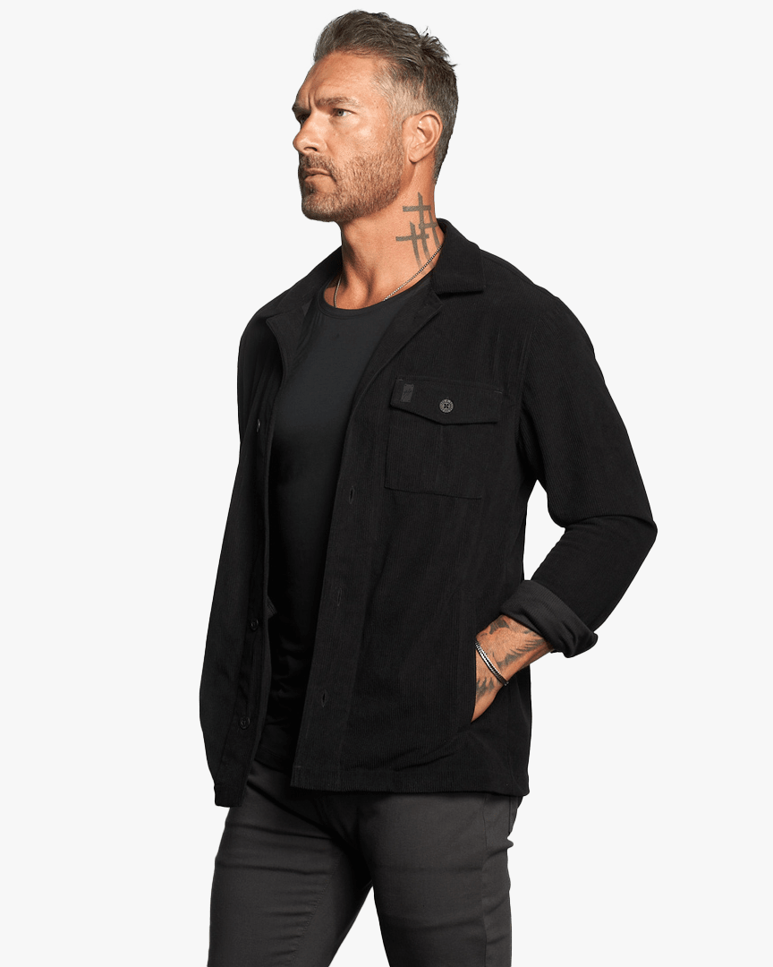 Stellan Corduroy Slim Fit Overshirt - Black - WESTON JON BOUCHÉR
