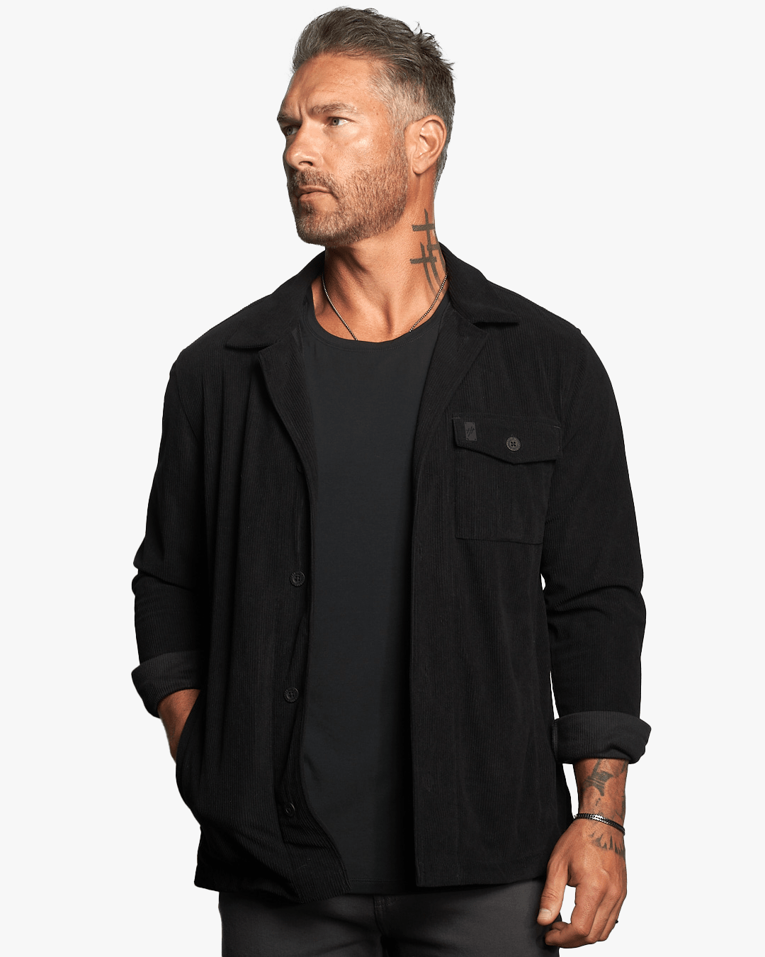Stellan Corduroy Slim Fit Overshirt - Black - WESTON JON BOUCHÉR