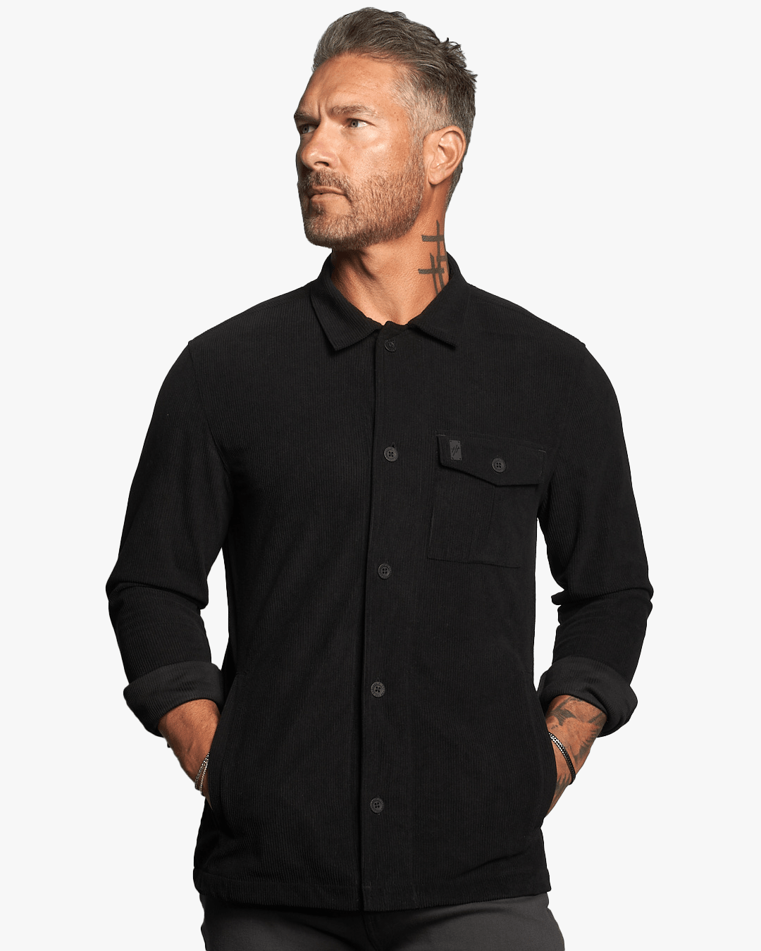 Stellan Corduroy Slim Fit Overshirt - Black - WESTON JON BOUCHÉR
