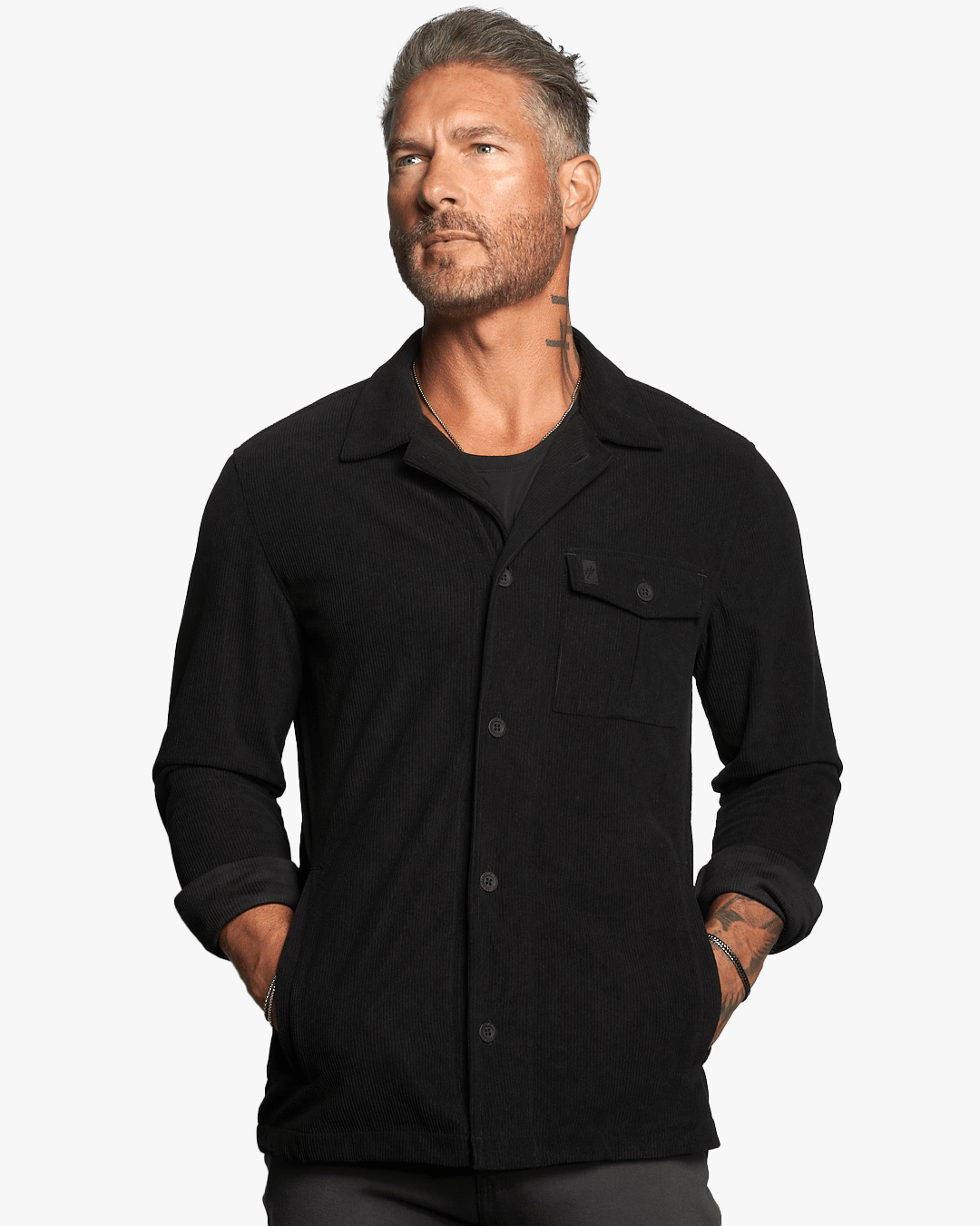 Stellan Corduroy Slim Fit Overshirt - Black - WESTON JON BOUCHÉR