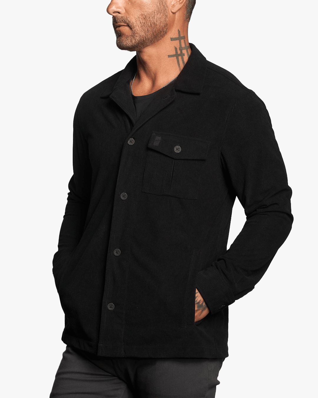 Stellan Corduroy Slim Fit Overshirt - Black - WESTON JON BOUCHÉR