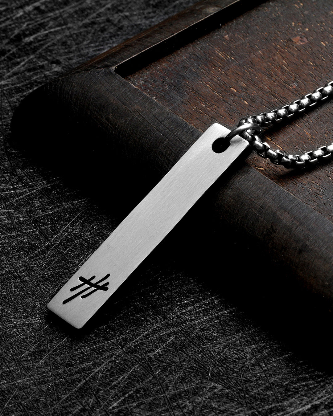 Drago Reversible Pendant Titanium Box Chain Necklace