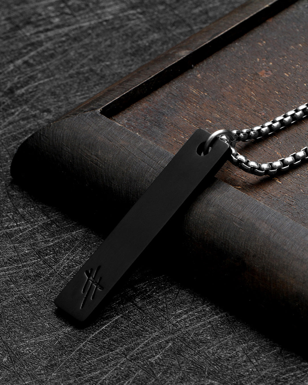 Drago Reversible Pendant Titanium Box Chain Necklace
