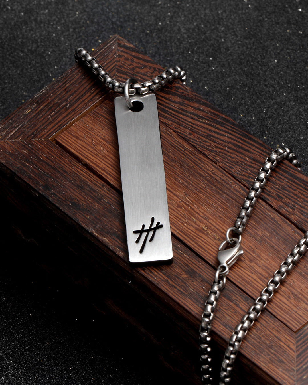 Drago Reversible Pendant Titanium Box Chain Necklace